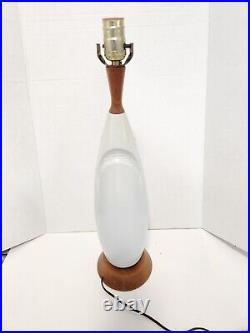 Rare Large Ceramic & Walnut RAYMOR GIRAFFE TABLE LAMP Vtg Mid-Century Modern MCM