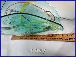 Rare Large Glass Art Mid-century Modern Abstract Art Millefiori Pinched Shape