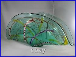 Rare Large Glass Art Mid-century Modern Abstract Art Millefiori Pinched Shape