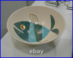 Rare Large Mid Century Modern Hand Painted Ceramic Bowl