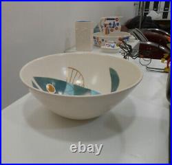 Rare Large Mid Century Modern Hand Painted Ceramic Bowl