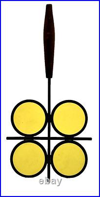 Rare Laurids Lonborg Danish Modern Trivet Yellow Teak Handle Mid Century Modern