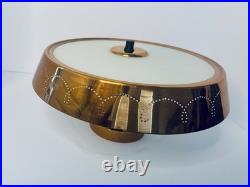 Rare Lot of 3 Vintage Globe Copper Semi -Flush Mount Lights Mid-Century Atomic