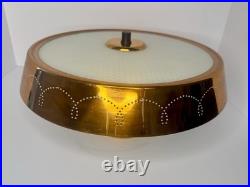 Rare Lot of 3 Vintage Globe Copper Semi -Flush Mount Lights Mid-Century Atomic