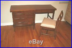 Rare Luther Draper Desk with Chair MCM Designer for Drexel Henredon All Wood Desk