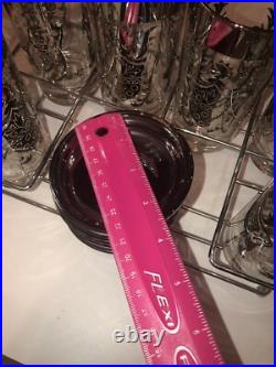 Rare? MCM 13 Pc Kimiko 6 Highball Glasses with 6 Coaster Set Knights Bar Ware