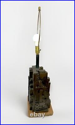 Rare MCM 1968 Sheldon Rose AlphaSculpt 17 Sculpture Typeset Mid Century Lamp