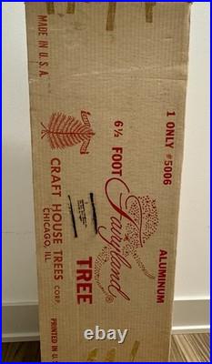 Rare MCM 6 1/2' Fairyland Aluminum Tinsel Christmas Tree Complete With Box