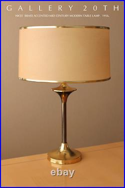 Rare! MCM Brass Table Lamp! Gold Vtg 50's 60's Atomic Light MID Century Modern