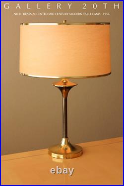 Rare! MCM Brass Table Lamp! Gold Vtg 50's 60's Atomic Light MID Century Modern