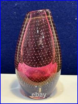 Rare MCM Bullicante Controlled Bubble Sommerso Scandinavian Vase Art Glass Red