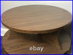 Rare MCM Mid Century Modern 2-Tier Round End Night Plant Table Formica Finish