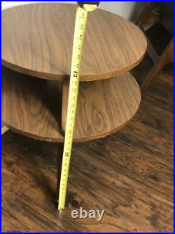 Rare MCM Mid Century Modern 2-Tier Round End Night Plant Table Formica Finish