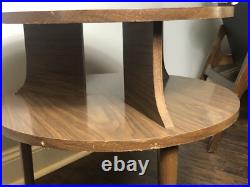 Rare MCM Mid Century Modern 2-Tier Round End Night Plant Table Formica Finish