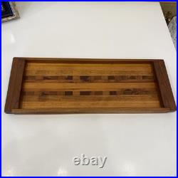 Rare MCM Mid Century Modern DANISH Wood Tile Design Inlay 1960s Tray 19 X 7 X 1