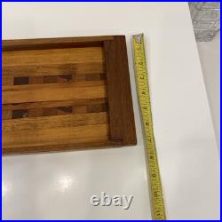 Rare MCM Mid Century Modern DANISH Wood Tile Design Inlay 1960s Tray 19 X 7 X 1