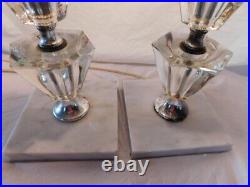 Rare MCM Mid Century Modern Hollywood Regency pr table dresser desk lamps glass