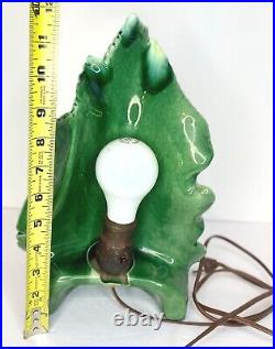 Rare MCM Phil-Mar Green Glaze Ceramic Leaf Tropical TV Lamp Tested