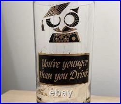Rare MCM Vintage 60s Georges Briard Muddled Wisdom Owl Highball Glasses Set Of 5