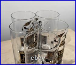 Rare MCM Vintage 60s Georges Briard Muddled Wisdom Owl Highball Glasses Set Of 5