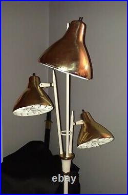 Rare MCM Vintage Gerald Thurston Lightolier Triennale Cream Brass Floor Lamp