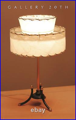 Rare! MID Century Modern Atomic Tripod Lamp! 50's Fiberglass Shade Vtg 60s Retro