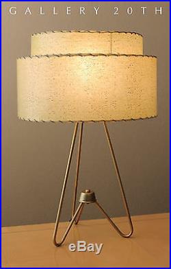 Rare! MID Century Modern Atomic Tripod Lamp 50s Fiberglass Shade Vtg Light Retro