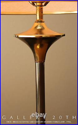 Rare! MID Century Modern Brass Table Lamp! Retro Gold Vtg 50's 60's Atomic Light