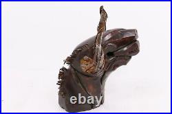 Rare MID Century Modern Brutalist Abstract Wood Sculpture Of A Bull Head