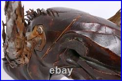 Rare MID Century Modern Brutalist Abstract Wood Sculpture Of A Bull Head