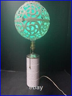 Rare MID Century Modern Gold Dot Lamp With Tuqouise Filagree Shade