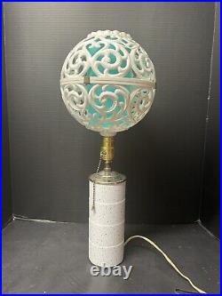 Rare MID Century Modern Gold Dot Lamp With Tuqouise Filagree Shade
