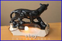 Rare MID Century Modern Jaguar Planter Lamp! Vtg 1950's Black Panther Atomic