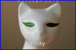 Rare! MID Century Modern Porcelain White Cat Sculpture! Vtg 50s Green Eyes Rare! MID Century Modern Porcelain White Cat Sculpture! Vtg 50s Green Eyes