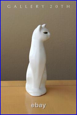 Rare! MID Century Modern Porcelain White Cat Sculpture! Vtg 50s Green Eyes Rare! MID Century Modern Porcelain White Cat Sculpture! Vtg 50s Green Eyes