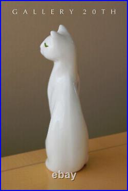Rare! MID Century Modern Porcelain White Cat Sculpture! Vtg 50s Green Eyes Rare! MID Century Modern Porcelain White Cat Sculpture! Vtg 50s Green Eyes