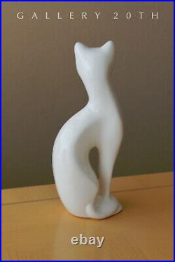 Rare! MID Century Modern Porcelain White Cat Sculpture! Vtg 50s Green Eyes Rare! MID Century Modern Porcelain White Cat Sculpture! Vtg 50s Green Eyes
