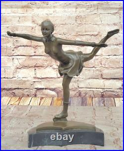 Rare MID Century Modern Preiss Sculpture! Ice Skater Girl Bronze