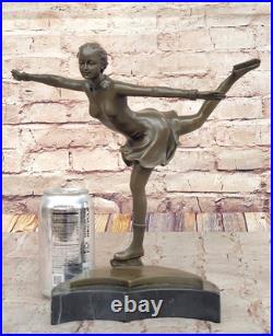 Rare MID Century Modern Preiss Sculpture! Ice Skater Girl Bronze