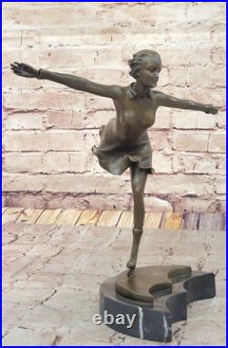 Rare MID Century Modern Preiss Sculpture! Ice Skater Girl Bronze