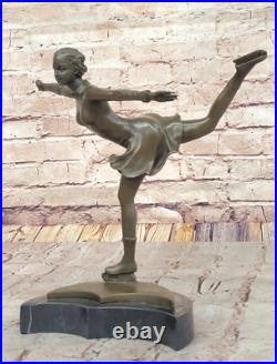 Rare MID Century Modern Preiss Sculpture! Ice Skater Girl Bronze