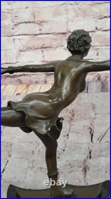 Rare MID Century Modern Preiss Sculpture! Ice Skater Girl Bronze