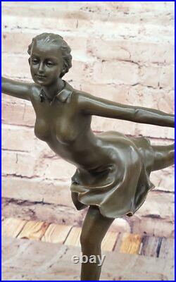 Rare! MID Century Modern Preiss Sculpture! Ice Skater Girl Bronze Large Art Gift