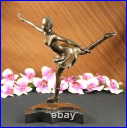 Rare! MID Century Modern Preiss Sculpture! Ice Skater Girl Bronze Large Figurine