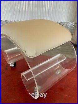 Rare MID Century Modern Scrolled Lucite Bench Or Vanity Stool
