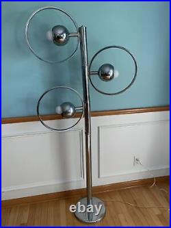 Rare MID Century Modern Trio Chrome Orb Globes Floor Lamp Sonneman Era