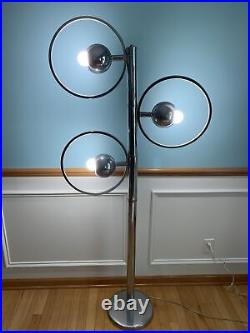 Rare MID Century Modern Trio Chrome Orb Globes Floor Lamp Sonneman Era