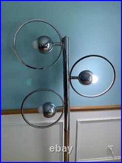 Rare MID Century Modern Trio Chrome Orb Globes Floor Lamp Sonneman Era