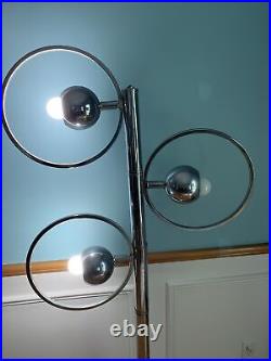 Rare MID Century Modern Trio Chrome Orb Globes Floor Lamp Sonneman Era