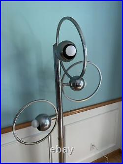 Rare MID Century Modern Trio Chrome Orb Globes Floor Lamp Sonneman Era